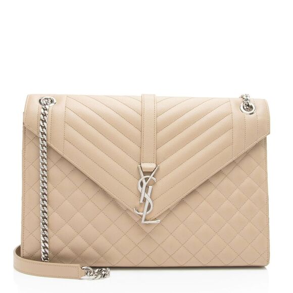 Saint Laurent Mixed Matelasse Grain de Poudre Monogram Large Shoulder Bag - Picture 1 of 16